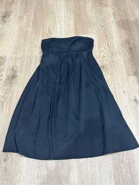 Banana Republic Black 100% Silk Strapless Pleated Dress Size 10